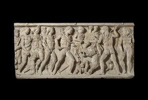 Relief auf Sarkophag (Marmor)